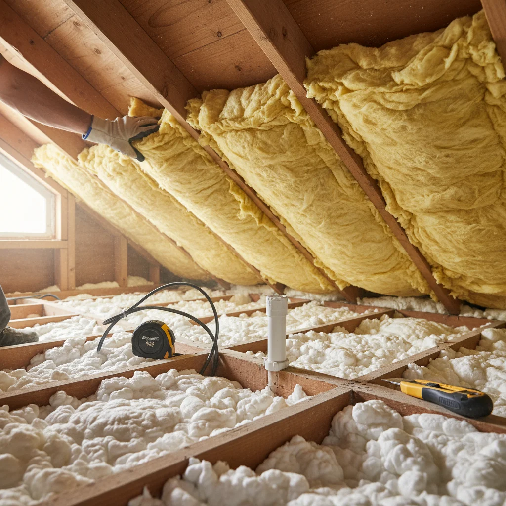 Insulation installation in an attic for improved energy efficiency