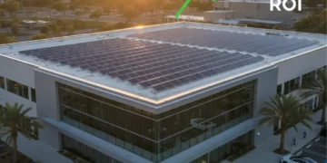 Commercial building with solar panels on roof, representing 2026 solar tax credit benefits