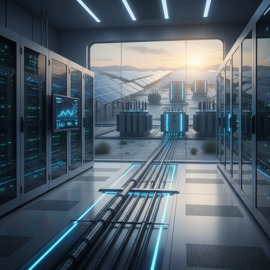 Data center operating with power from an off-grid solar microgrid system