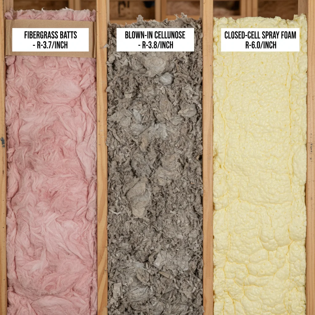 Comparison of various attic insulation materials and their R-values