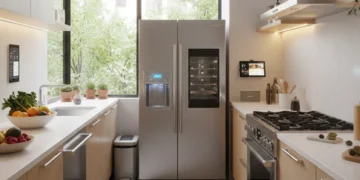 Modern U.S. kitchen with sleek, energy-efficient appliances and natural light.