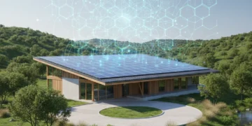 Modern home with advanced solar panels and smart energy integration
