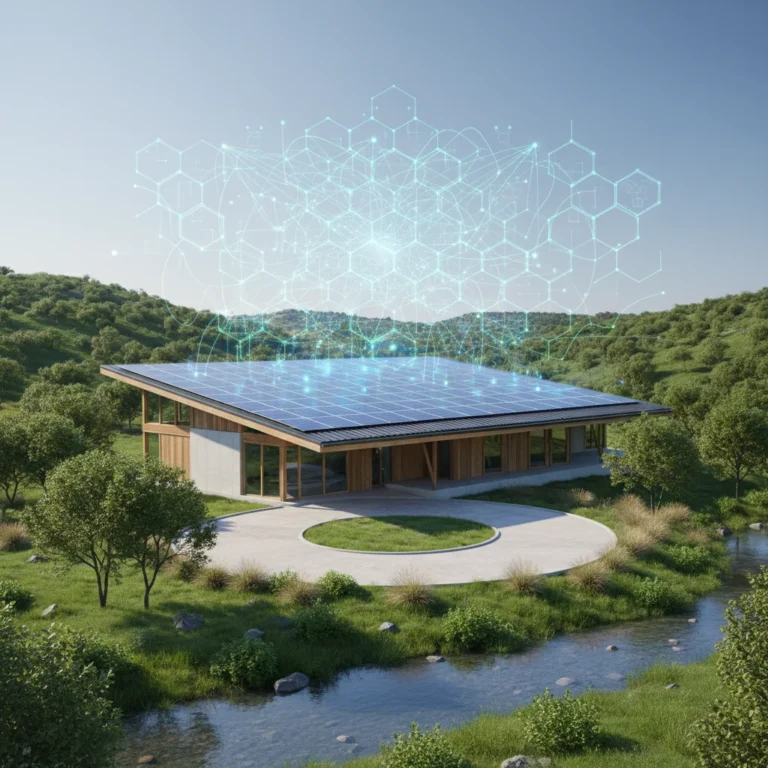 Modern home with advanced solar panels and smart energy integration