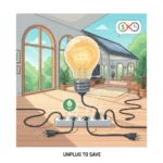 Eliminate Phantom Load: Cut Standby Power Waste by 10% Today Illustration of power strip with unplugged cords, symbolizing phantom load energy waste.