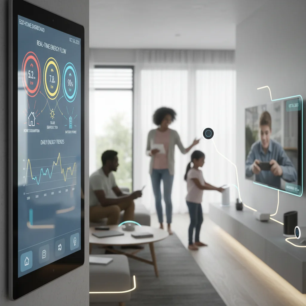 Smart home energy management system display with real-time data
