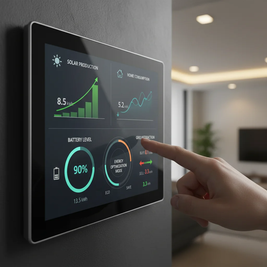 Smart home energy management system interface displaying data