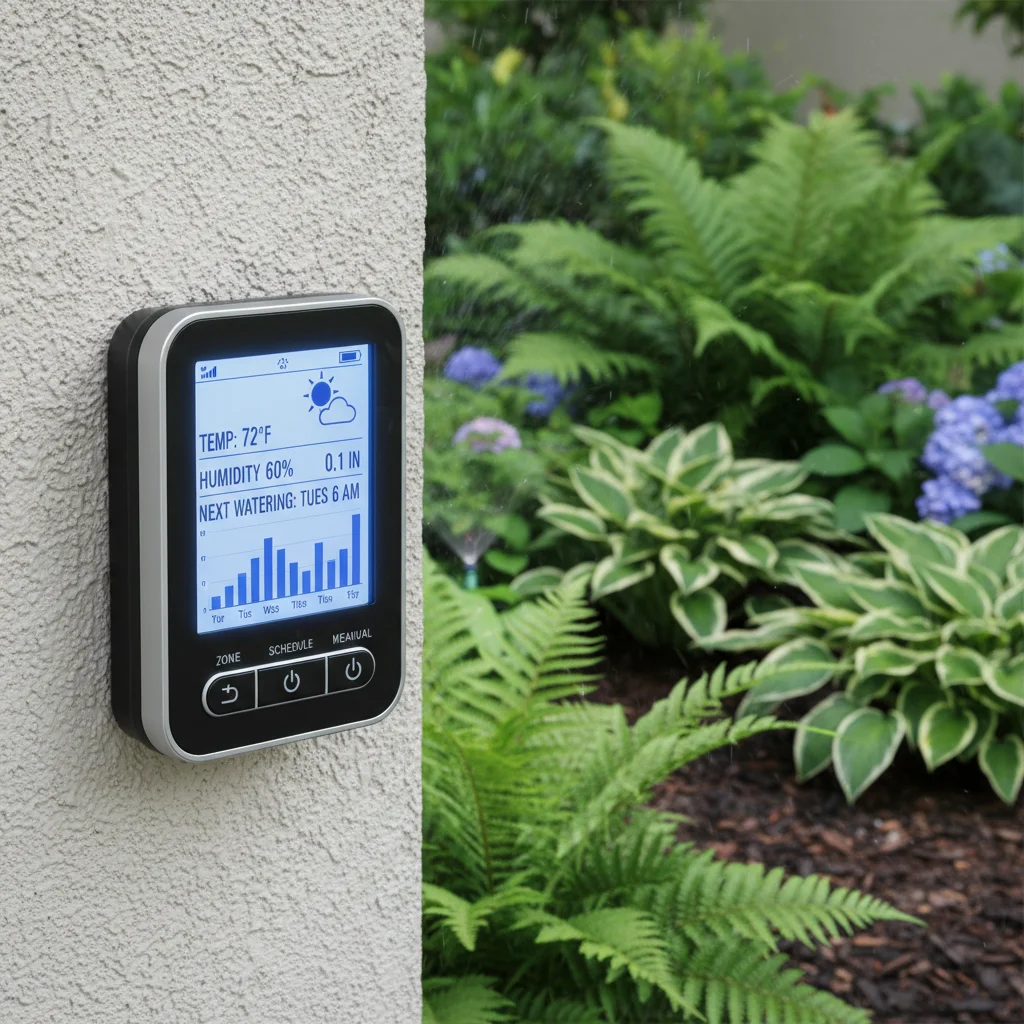 Smart irrigation system controller optimizing garden watering