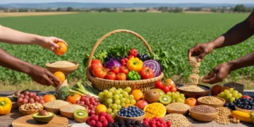 Variety of fresh, organic produce symbolizing sustainable food choices