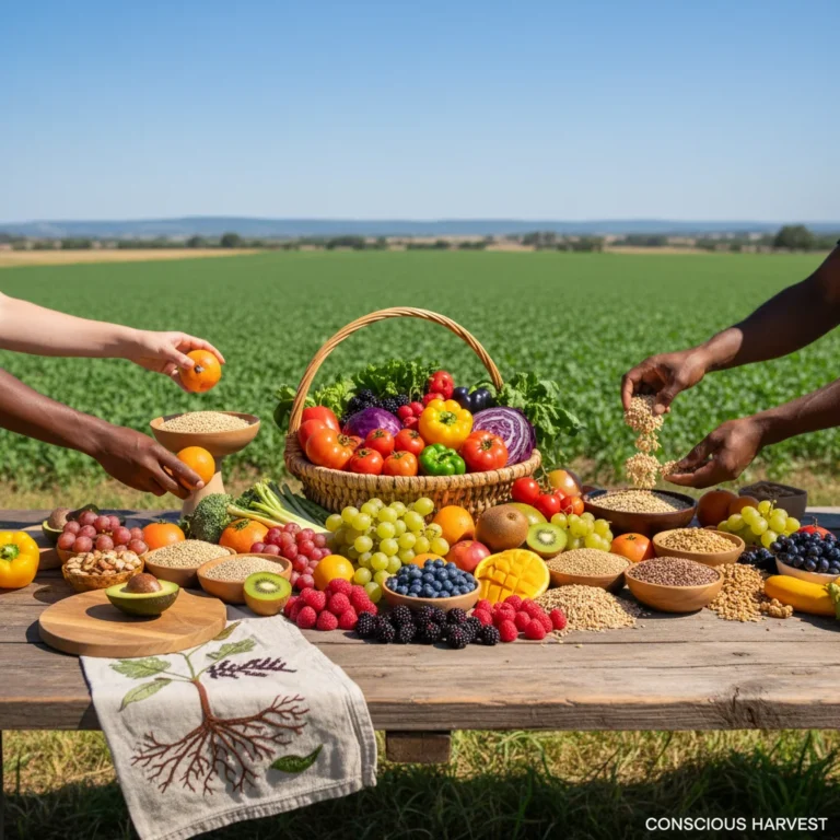 Variety of fresh, organic produce symbolizing sustainable food choices