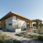 Sustainable home with rainwater harvesting and drought-resistant garden