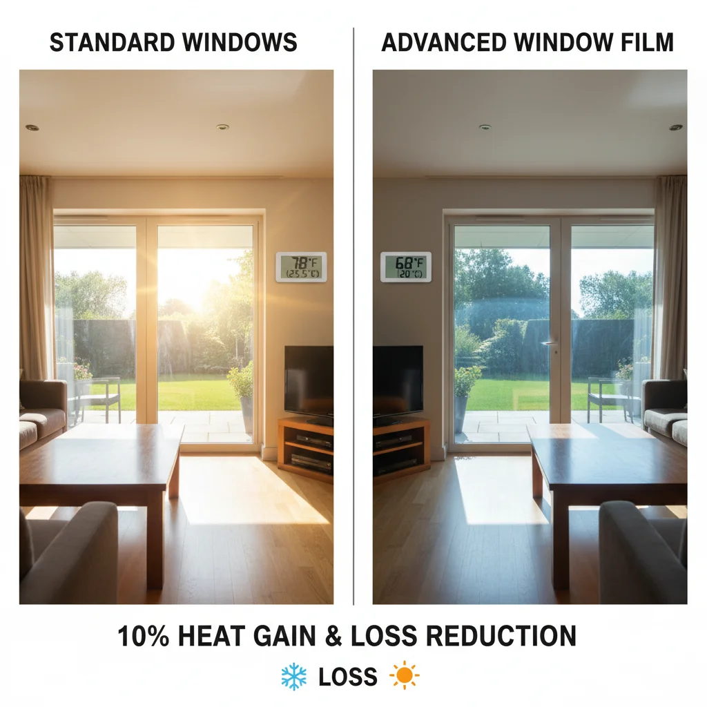 Comparison of room temperatures with and without window film