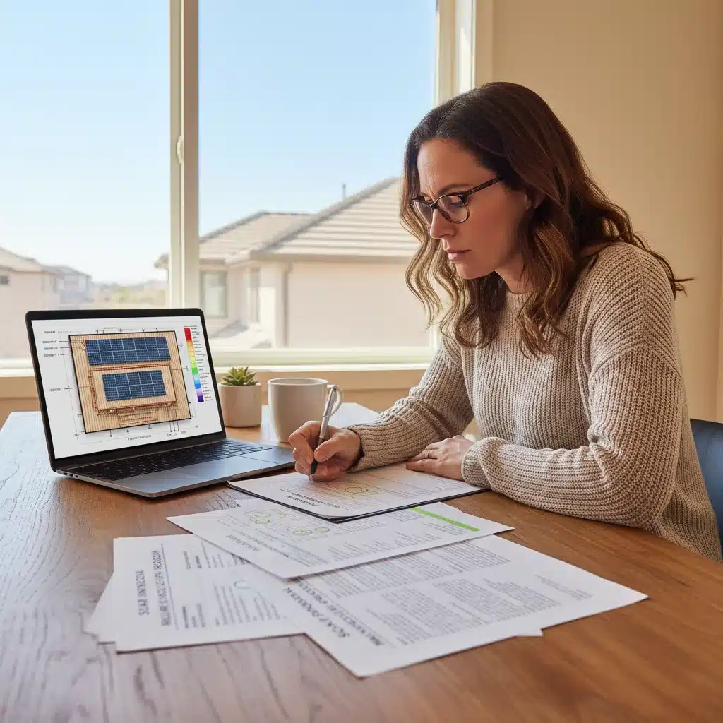 Homeowner researching solar incentives and tax credit applications