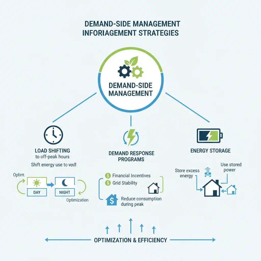Infographic detailing demand-side management strategies for businesses.