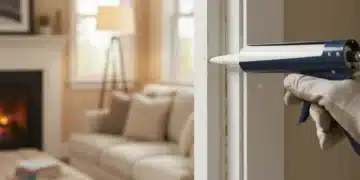 Hand sealing window with caulk gun for energy efficiency