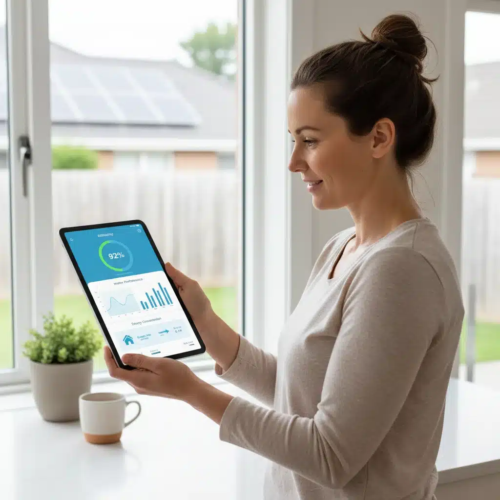 Homeowner monitoring solar inverter performance on a mobile app