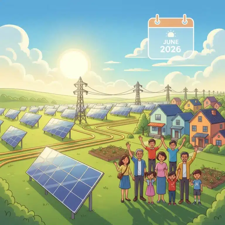 Community solar farm with diverse participants saving on electricity bills by June 2026 deadline