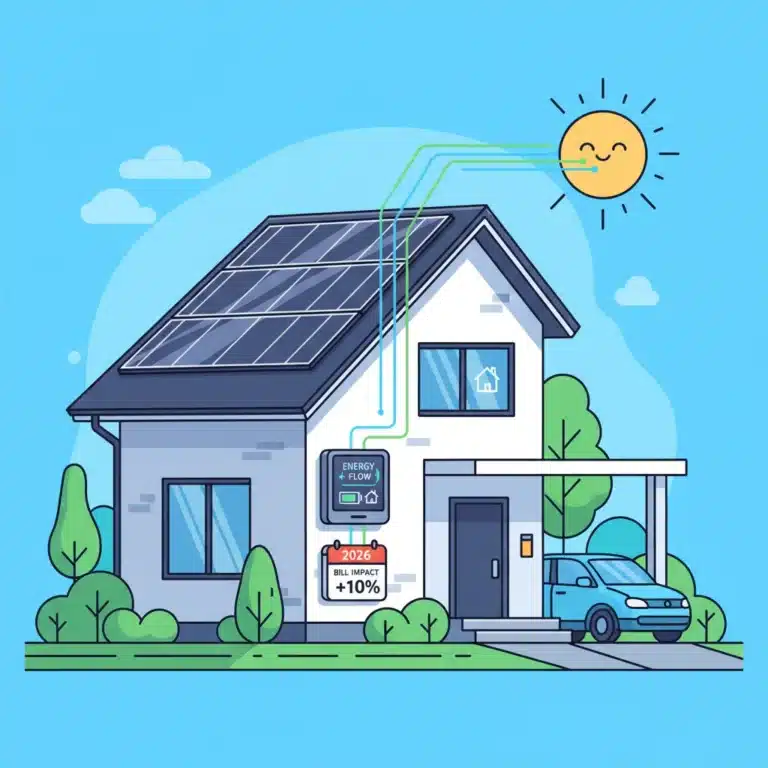 Residential home with solar panels and smart meter showing 2026 net metering changes