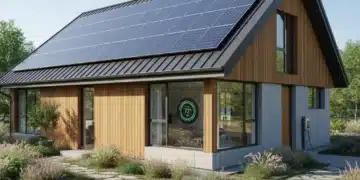 Sustainable Home Improvements: Boost Property Value Up to 10% by 2026 Modern sustainable home with solar panels and green landscaping, symbolizing increased property value.